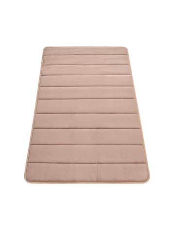 KADIMA DESIGN Waschbarer Teppich Badezimmer waschmaschinenwaschbar Streifen 3D in Beige