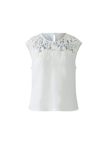 Oui Gerades Top mit Leinenpatch in Optic White