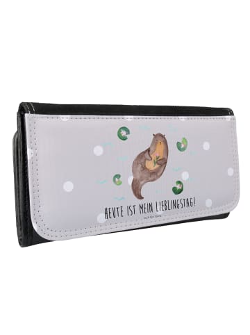 Mr. & Mrs. Panda Portemonnaie für Damen Otter Seerose mit Spruch in Grau Pastell