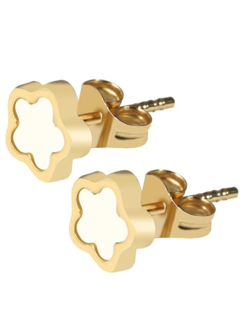 Adeliás Mädchen Ohrringe – Ohrstecker aus 333 Gold mit Perlmutt in gold