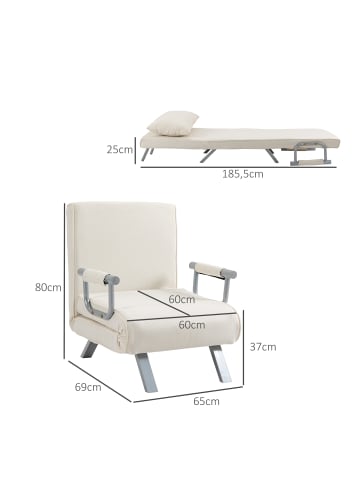 HOMCOM Schlafsofa-65B x 69T x 80H cm-Cremeweiß