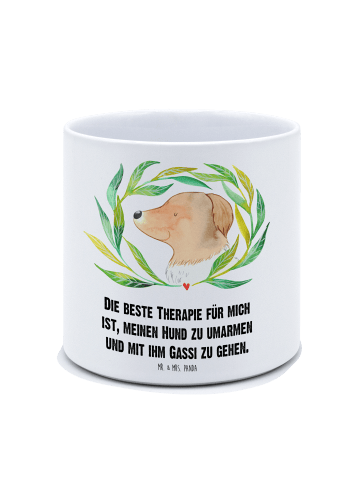 Mr. & Mrs. Panda Blumentopf Groß Hund Blumen mit Spruch in Weiß