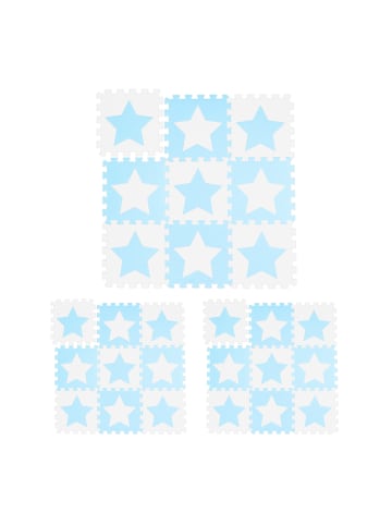 relaxdays 27x Puzzlematte Sterne in Weiß/ Blau