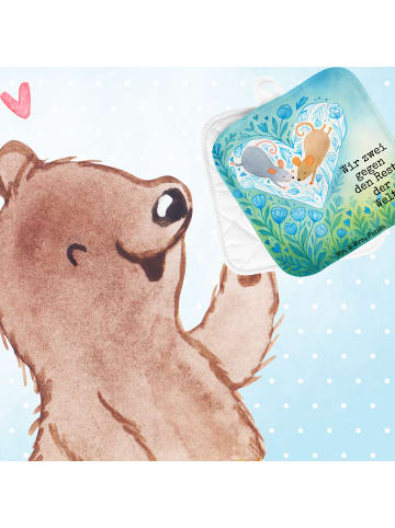 Mr. & Mrs. Panda Topflappen Mäuse Herz Design mit Spruch in Weiß