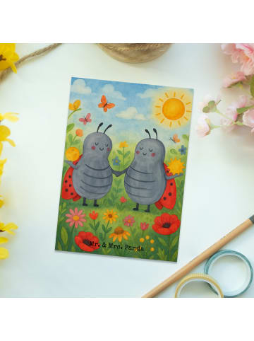 Mr. & Mrs. Panda Postkarte Sternzeichen Zwilling Design ohne Spruch in Weiß