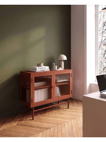 Beliani Vitrine DEVON in Braun - (W) 77 x (H) 64 x (L) 35 cm