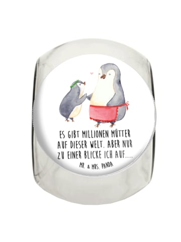 Mr. & Mrs. Panda Bonbonglas Pinguin mit Kind mit Spruch in Weiß