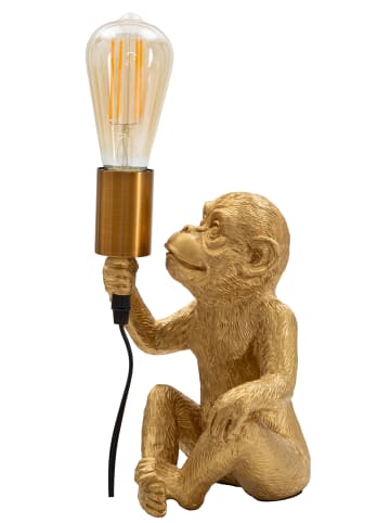 Mauro Ferretti Tischleuchte „Affe“ aus goldenem Kunstharz, 17 x 14,5 x 25 cm