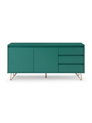 SalesFever Sideboard mit Stauraum Metallbeine Goldfarben und MDF matt lackiert in Grün