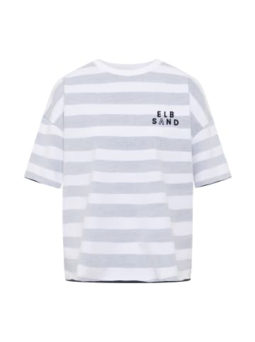 ELBSAND T-Shirt Gry in Coldwater + Bright White STRIPE