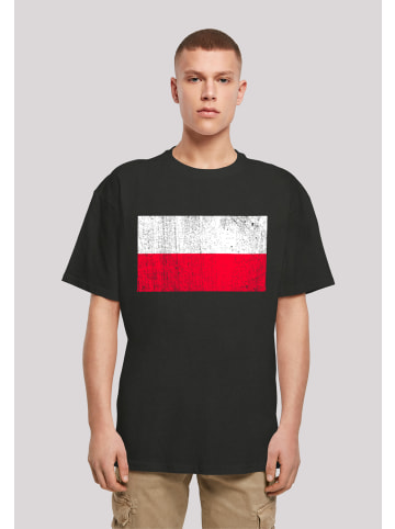 F4NT4STIC Heavy Oversize T-Shirt Poland Polen Flagge distressed in schwarz