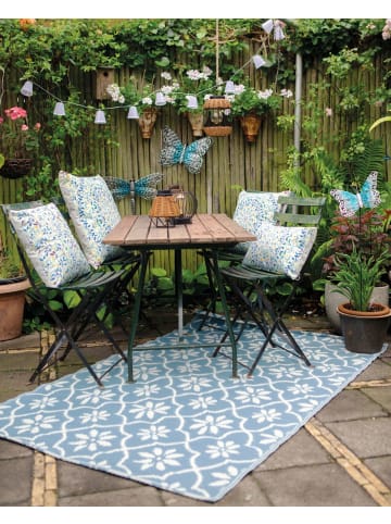 JACK Outdoor Teppich 120x180cm In- & Outdoor in Blumen Blau