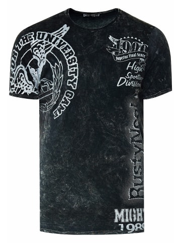 Rusty Neal Acid Washed T-Shirt mit Prints in Anthrazit