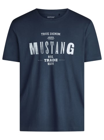 Mustang T-Shirt Basic Print Tee in Blau