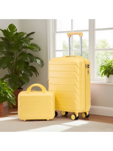 ABRIHOME Kofferset Hartschale mit Kosmetiktasche in Gelb