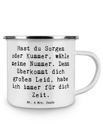Mr. & Mrs. Panda Emaille Becher Spruch Schutz Rufnummer mit Spruch in Weiß