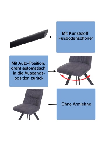 MCW 2er-Set Esszimmerstuhl J69 drehbar Auto-Position, Anthrazit