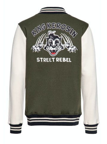 King Kerosin King Kerosin College Sweatjacke Street Rebel in olivgrün