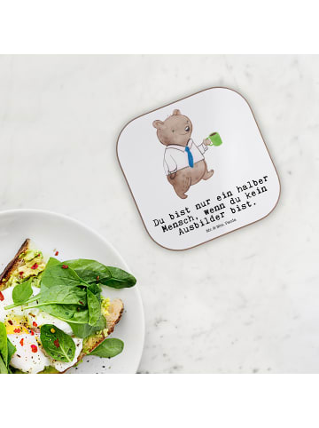 Mr. & Mrs. Panda Getränkeuntersetzer Ausbilder Herz mit Spruch in Weiß