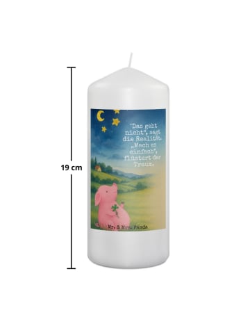 Mr. & Mrs. Panda Trauerkerze Schwein Glück Design mit Spruch in Weiß