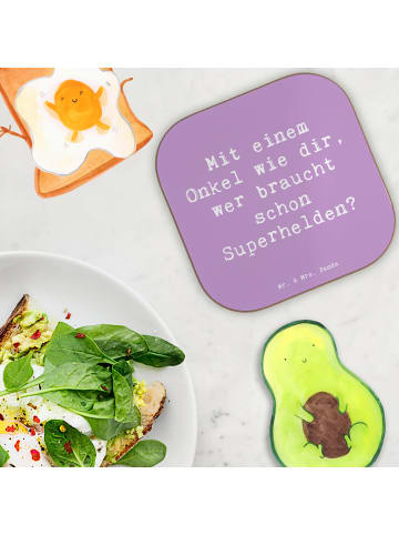 Mr. & Mrs. Panda Bierdeckel Spruch Super-Onkel mit Spruch in Lavendeltraum