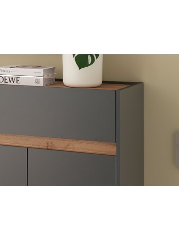 Furn.Design Garderoben-Set grau, Eiche 4-teilig 195 cm, Flurgarderobe inklusive Sitzkissen