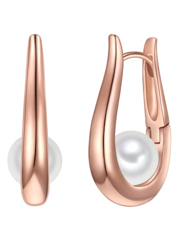 Yokoamii Creolen aus Metall-Legierung mit Muschelkernperle in roségold