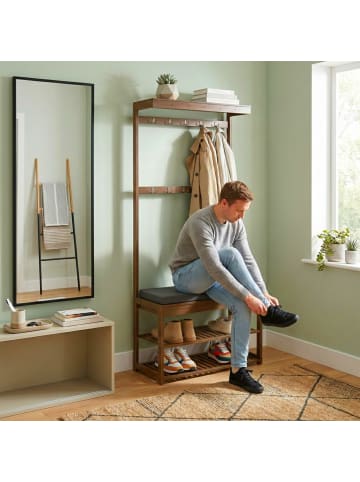 relaxdays Garderobenständer in Braun - (B)70 x (H)175 x (T)33 cm