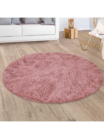 KADIMA DESIGN Hochflor Teppich Shaggy waschbar Unifarben Schlafzimmer in Fuchsia