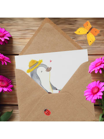 Mr. & Mrs. Panda Grußkarte Pinguin Gartenarbeit ohne Spruch in Weiß