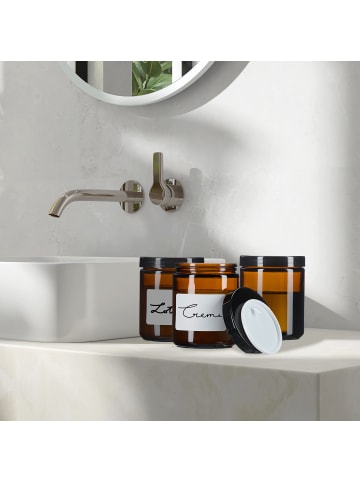 relaxdays 12 x Salbentiegel in Braun/ Schwarz - 240 ml