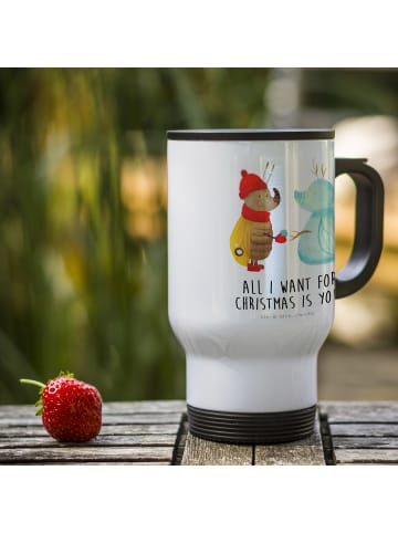 Mr. & Mrs. Panda Thermobecher Nachtfalter Schneemann mit Spruch in Weiß