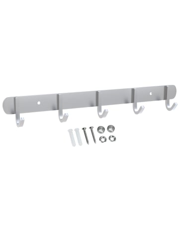 Intirilife Garderobenleiste - Kleiderhaken Garderobe in Silber - Modell D ( 5 Haken)