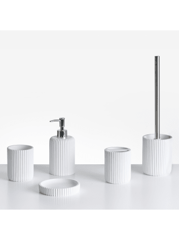 Beliani 5-tlg Badezimmer-Zubehör CAMANA in Weiß/Silber