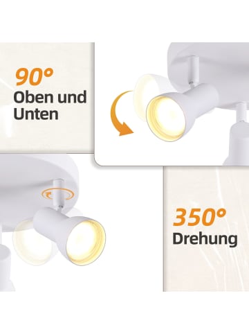 ZMH Deckenleuchte in Weiß 3-flammige GU10 runde Modern Metall Flurlampe