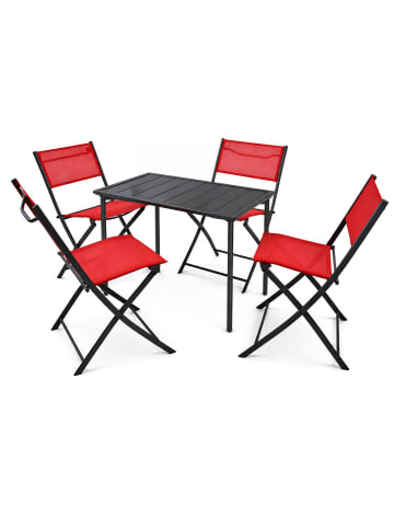 VCM 5 tlg. Bistroset Balkonset Gartenset Sumila 80x55 in Rot