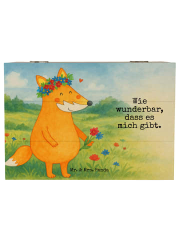 Mr. & Mrs. Panda Aufbewahrungsbox Fuchs Blumen Design mit Spruch in Weiß