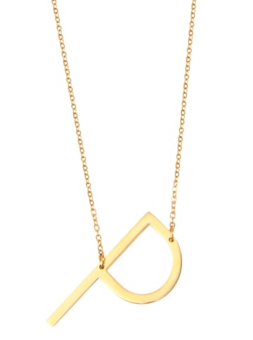 Adeliás Damen Halskette mit Anhänger – Buchstabe aus Edelstahl in gold