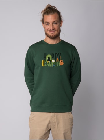 wat? Apparel Sweatshirt Happy Camper in Bottle Green