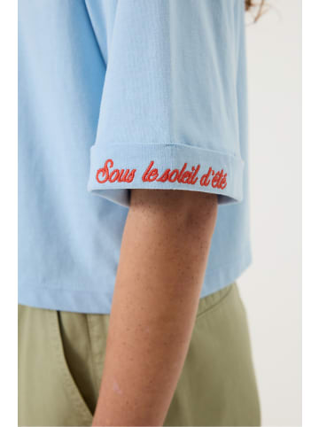 Garcia Kurzarm-T-Shirt Cropped Oversize in powder blue