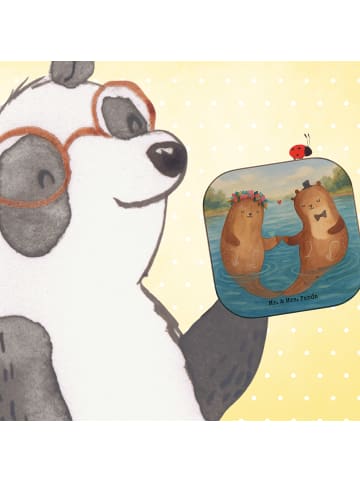 Mr. & Mrs. Panda Tassenuntersetzer Hochzeit Otter Design ohne Sp... in Weiß