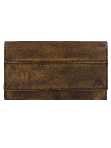 Greenburry Destressed Geldbörse RFID Schutz Leder 13 cm in dirty yellow