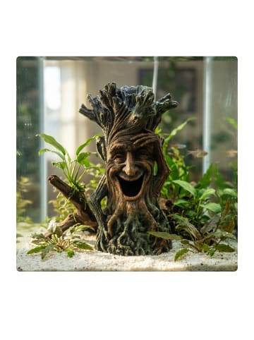 relaxdays Aquarium Deko "Baum mit Gesicht" in Braun - (B)12 x (H)23 x (T)11 cm