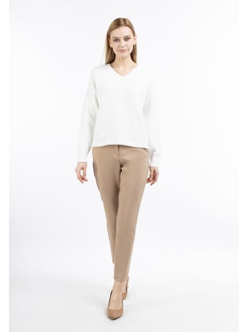 DreiMaster Klassik Damen Strick Pullover in Wollweiss