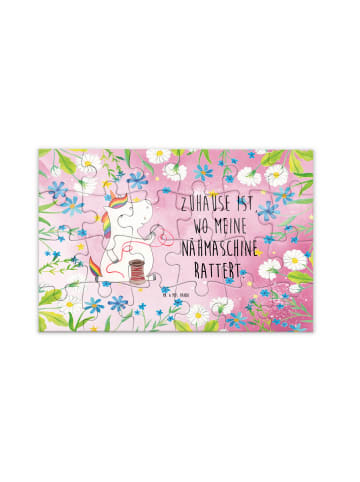 Mr. & Mrs. Panda Puzzlespiel Einhorn Näherin mit Spruch in Rot Pastell