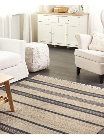 Beliani Geflochtener Teppich TALPUR in Beige/Grau - (W) 160 x (H) 0.5 x (L) 230 cm