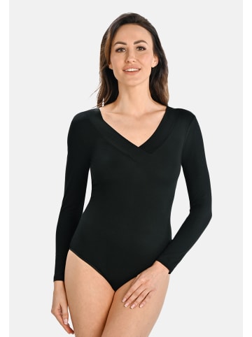 Teyli Eleganter Damenbodysuit mit V-förmigem Ausschnitt Ossie in schwarz