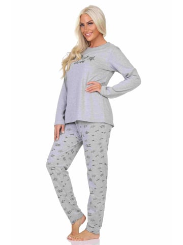 NORMANN Schlafanzug Pyjama langarm Sterne Optik - 88020 in grau