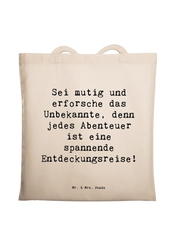 Mr. & Mrs. Panda Schultertasche Spruch Unbekannte Orte erkunden ... in Creme