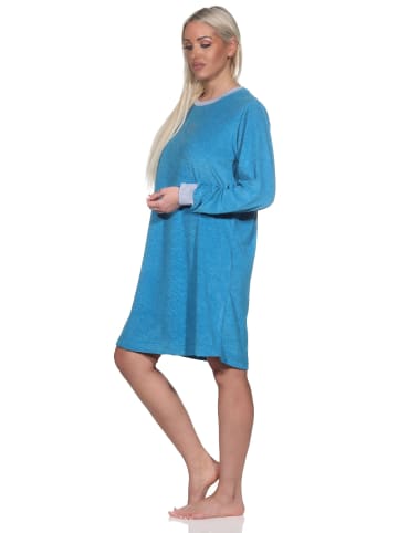 NORMANN Frottee Nachthemd Loungewearr Sternen - 82065 in türkis